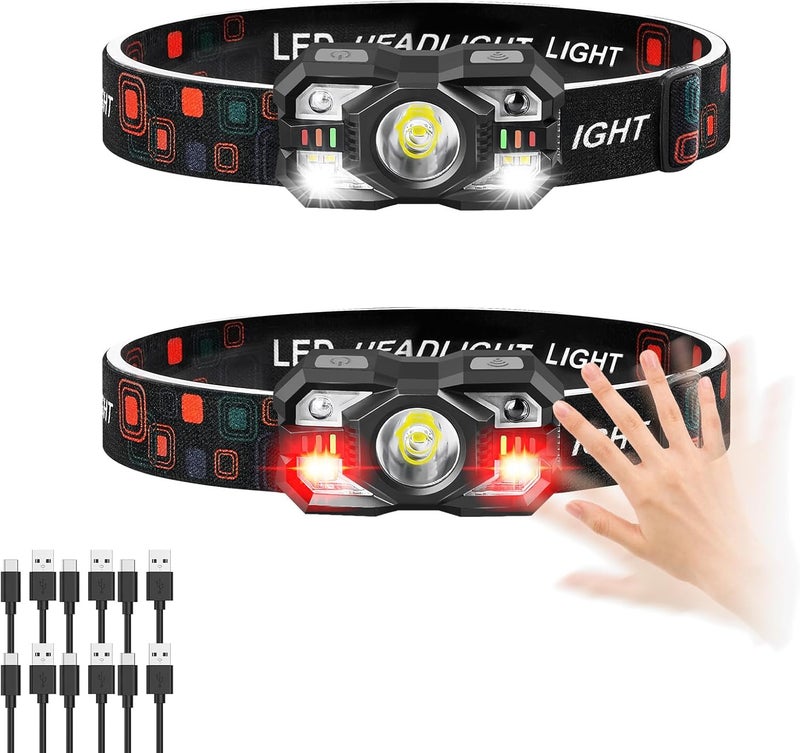 Northlet Headlamp Rechargeable 2Pack, 3000 Lumen Ultra-Light Bright Headlamp Flashlight with White Red Light, LED Headlight Motion Sensor, 5+5 Mode for Outdoor Camping Fishing Running Hiking - Image 1